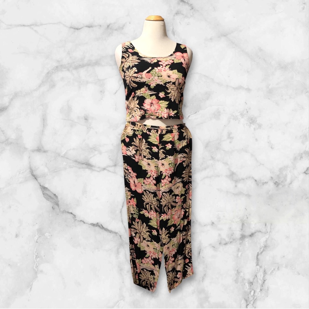 Floral Black and Pink Women's Top and pant set